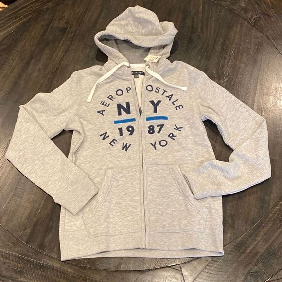 Aeropostale Front Zip Hooded Jacket Grey Unisex Size Small NWT SEE MEASUREMENTS - Picture 5 of 5